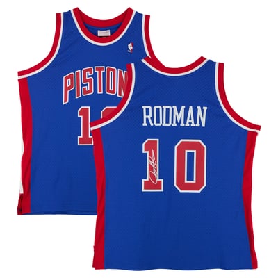 Dennis Rodman Detroit Pistons Autographed Fanatics Authentic Blue Mitchell & Ness 1988 Swingman Jersey 