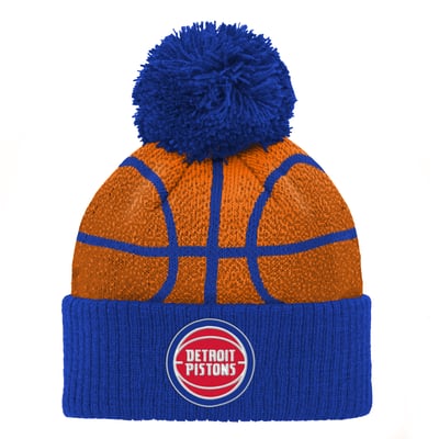 Detroit Pistons Infant Basketball Head Cuffed Knit Hat with Pom - Blue
