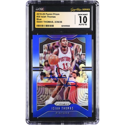 Isiah Thomas Detroit Pistons Autographed 2019-20 Panini Prizm Blue #30 #/199 CGC Fanatics Witnessed Authenticated 10/10 Card
