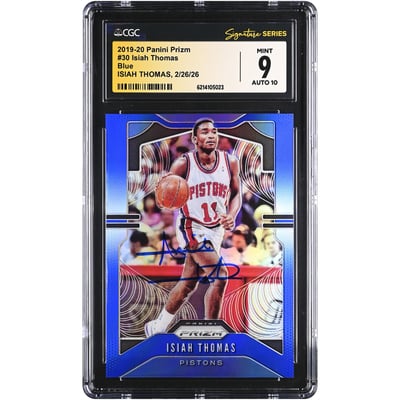 Isiah Thomas Detroit Pistons Autographed 2019-20 Panini Prizm Blue #30 #/199 CGC Fanatics Witnessed Authenticated 9/10 Card