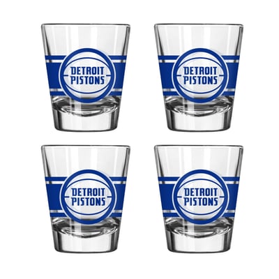 Detroit Pistons Logo Brands Four-Piece Stripe Shot Glass Set
