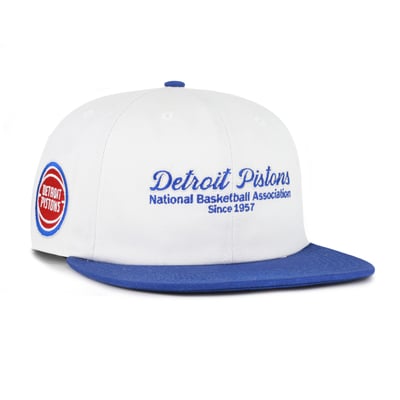 Detroit Pistons '47 Script Stack Captain Snapback Hat - Cream