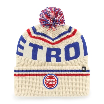 Detroit Pistons '47 Quattrle Cuffed Knit Hat with Pom - Natural