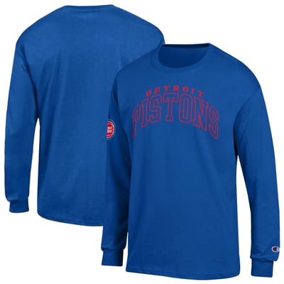  Detroit Pistons Champion Jersey Long Sleeve T-Shirt - Blue