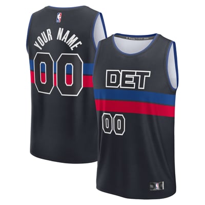 Detroit Pistons Fanatics Fast Break Custom Jersey - Statement Edition - Black