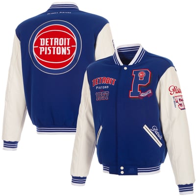  Detroit Pistons JH Design Reversible Full-Zip Varsity Jacket - Royal
