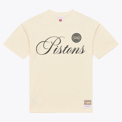  Detroit Pistons Mitchell & Ness Hardwood Classics Cookies & Cream T-Shirt - Cream