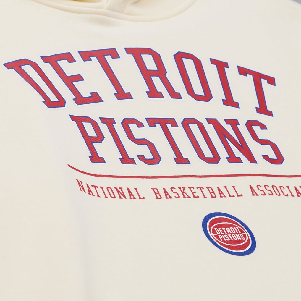 Men's Detroit Pistons Mitchell & Ness Cream Walk-Off Fleece Hoodie
