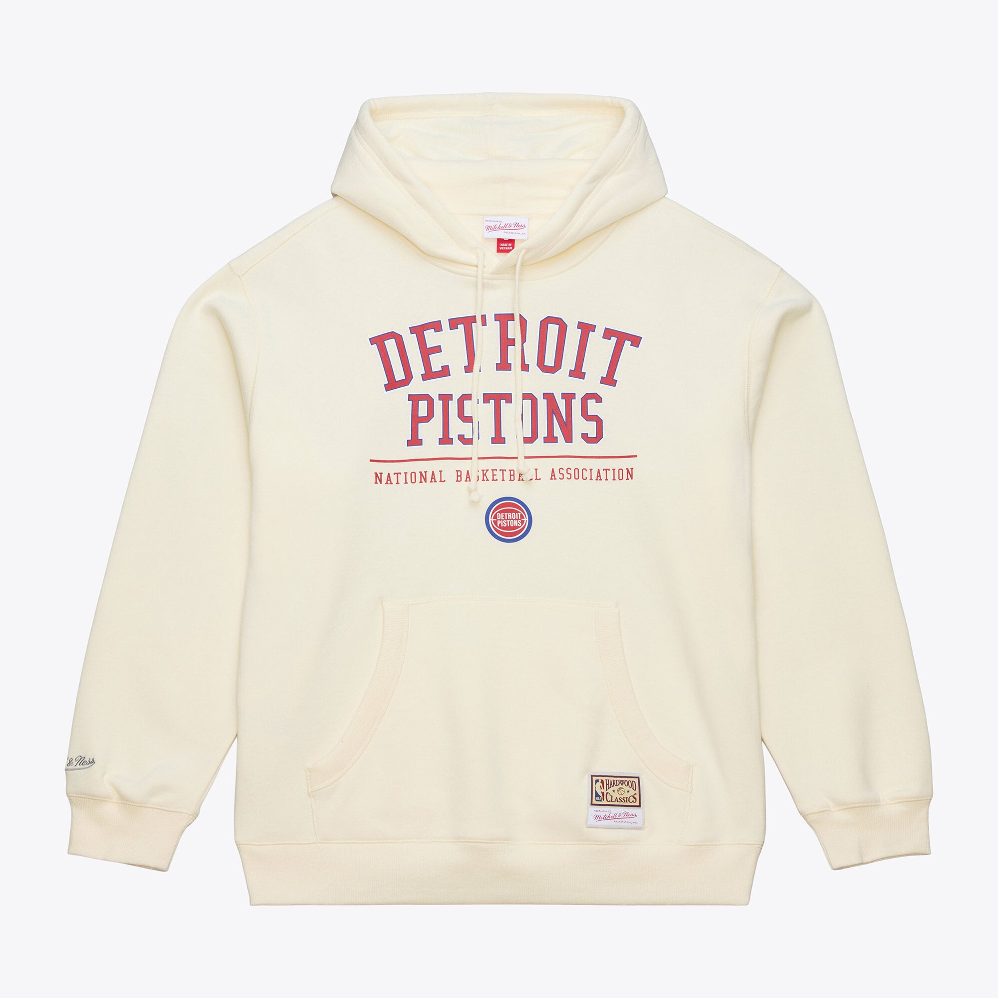 Men's Detroit Pistons Mitchell & Ness Cream Walk-Off Fleece Hoodie