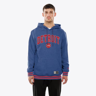  Detroit Pistons New Era Throwback Applique Logo Hoodie - Blue