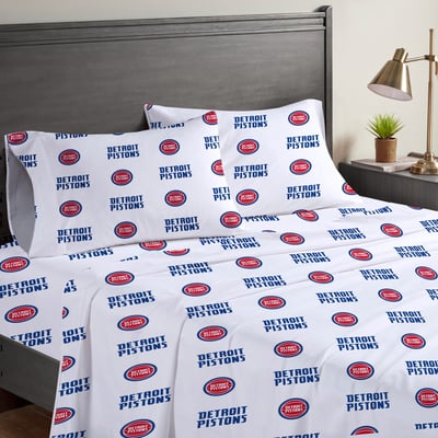 Detroit Pistons Pegasus Four-Piece Queen Sheet Set