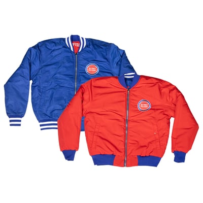  Detroit Pistons FISLL Unisex Reversible Full-Zip Flight Jacket - Red/Blue