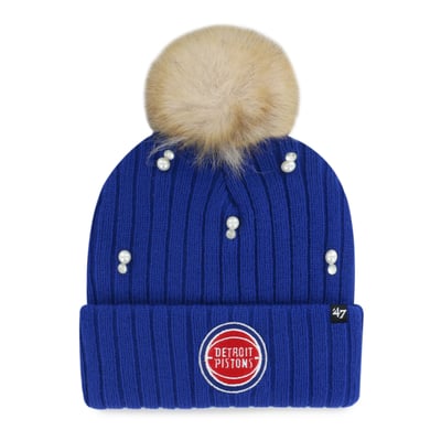 Detroit Pistons '47 Women's Pearl Cuffed Knit Hat with Pom - Blue