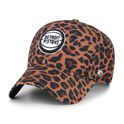  Detroit Pistons '47 Women's Leopard Corduroy Clean Up Adjustable Hat - Brown