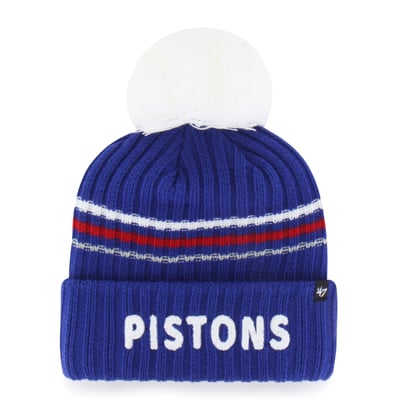 Detroit Pistons '47 Women's Fuzzy Script Cuffed Knit Hat with Pom - Royal