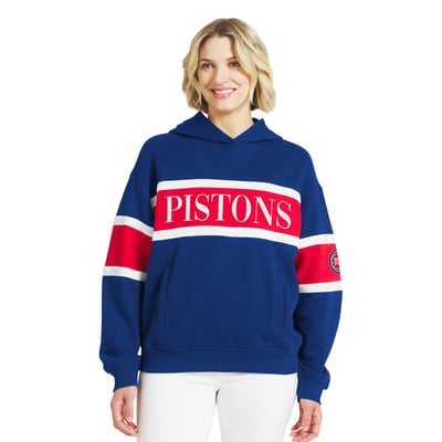  Detroit Pistons WEAR by Erin Andrews Women's Stripe Pullover Hoodie - Blue