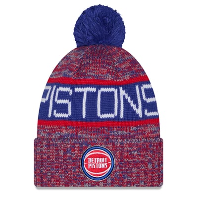 Detroit Pistons New Era Youth Tri-Color Cuffed Knit Hat with Pom - Blue