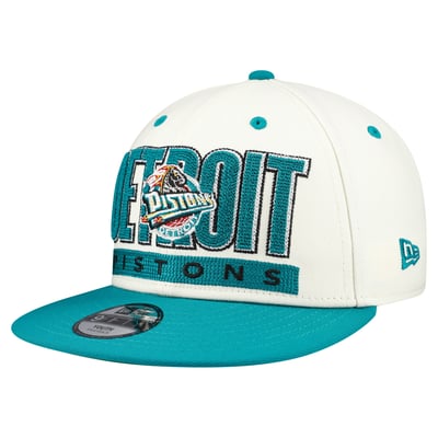 Detroit Pistons New Era Youth Classic Alternate 9FIFTY Snapback Hat - Cream/Teal
