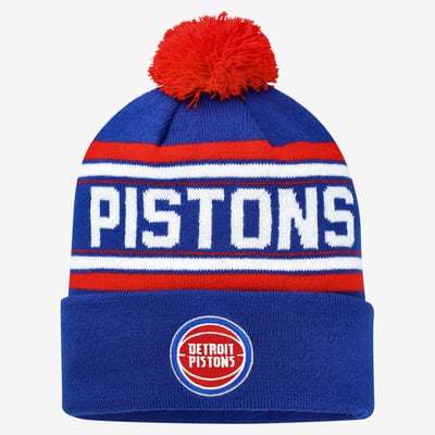  Detroit Pistons Outerstuff Youth Backboard Jacquard Cuffed Knit Hat with Pom - Blue