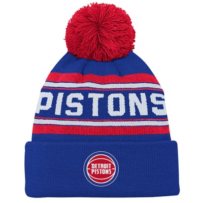  Detroit Pistons Outerstuff Youth Backboard Jacquard Cuffed Knit Hat with Pom - Blue