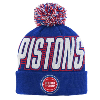 Detroit Pistons Outerstuff Youth Cuffed Knit Hat with Pom - Blue