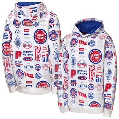 Detroit Pistons Outerstuff Youth 3-and-D Allover Hoodie - White