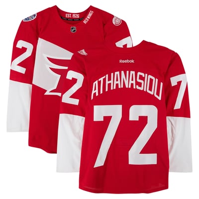 Andreas Athanasiou Detroit Red Wings Fanatics Authentic Practice-Used #72 Red Jersey vs. Colorado Avalanche on February 27, 2016 