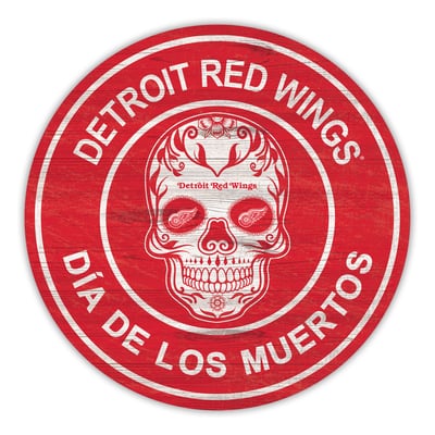 Detroit Red Wings 12" Sugar Skull Circle Sign