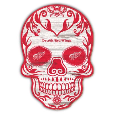 Detroit Red Wings 12'' Sugar Skull Sign