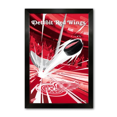 Detroit Red Wings 14" x 20" Framed Hockey Puck Blast Art Print
