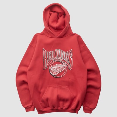 Detroit Red Wings Logo Athletic 90s Hooded Pullover Sweatshirt - Red - M by Fanatics Real Vintage