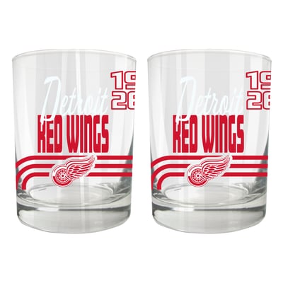 Detroit Red Wings Two-Piece 12oz. Heritage Rocks Glass Set