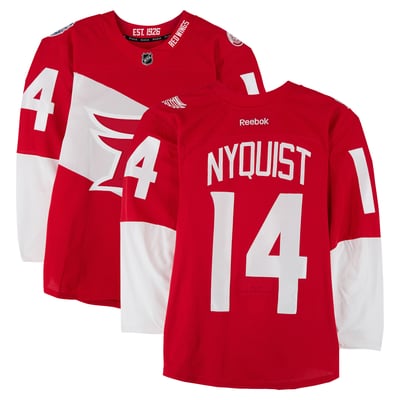 Gustav Nyquist Detroit Red Wings Fanatics Authentic Practice-Used #14 Red Jersey vs. Colorado Avalanche on February 27, 2016 