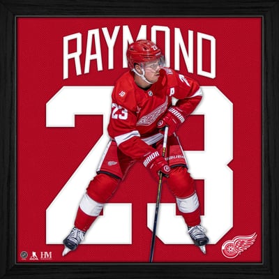 Lucas Raymond Detroit Red Wings Highland Mint 13'' x 13'' Impact Jersey Framed Photo