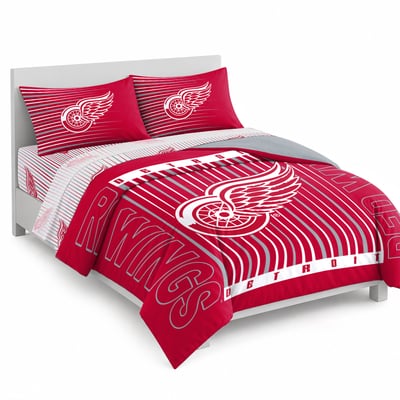 Logo Brands Detroit Red Wings Momentum Bed In A Bag - Queen