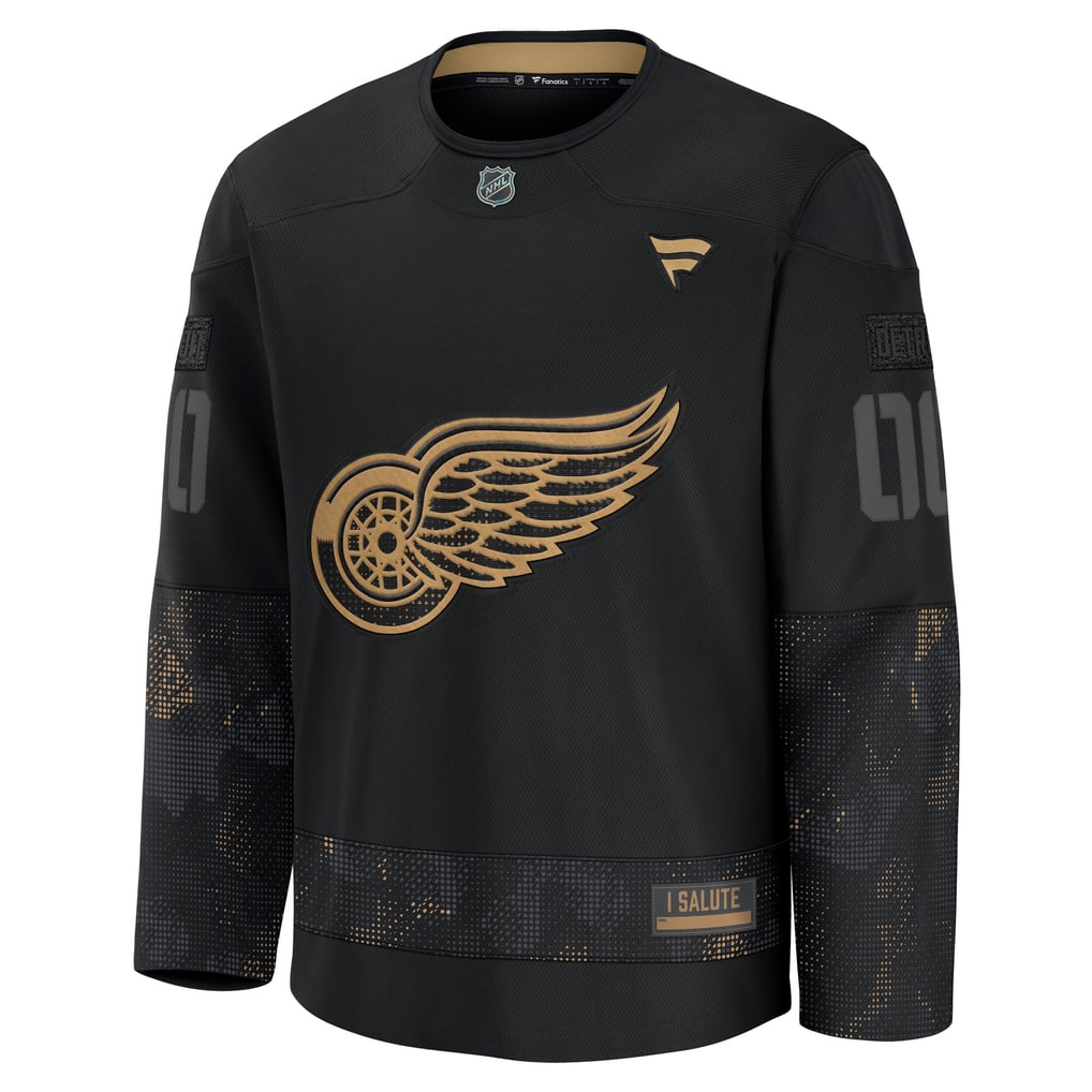 Navy Appleton Fanatics Detroit Red Wings Black Military Appreciation Custom Practice ...