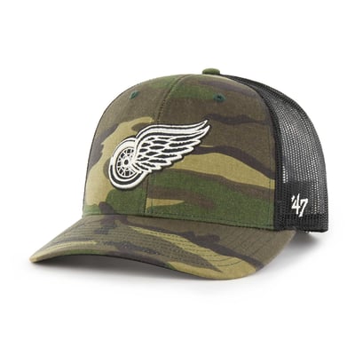 Detroit Red Wings '47 Trucker Snapback Hat - Camo/Black