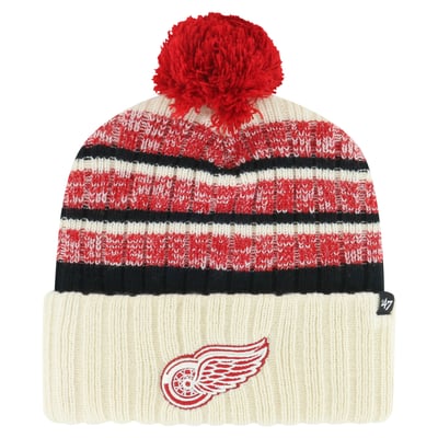 Detroit Red Wings '47 Tavern Cuffed Knit Hat with Pom - Cream