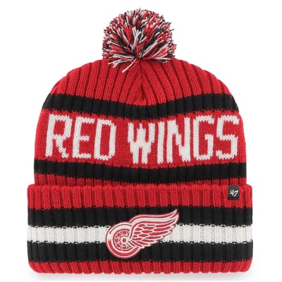 Detroit Red Wings '47 Bering Cuffed Knit Hat with Pom - Red