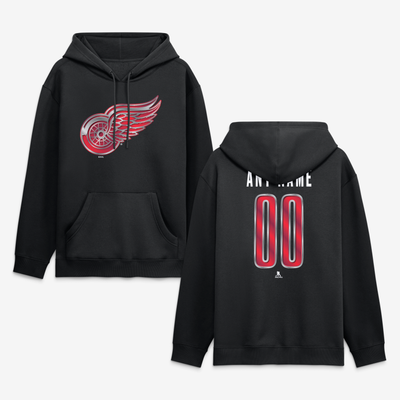Detroit Red Wings Big & Tall Forged Mascot Personalized Name & Number Hoodie - Black