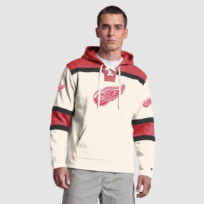  Detroit Red Wings Champion Lacer Fleece Hockey Hoodie - White