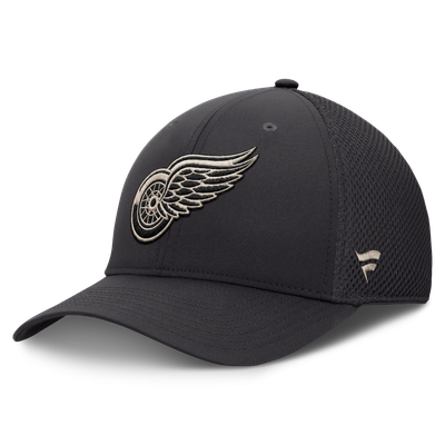 Detroit Red Wings Fanatics Authentic Pro Road Meshback Stretch Hat - Charcoal