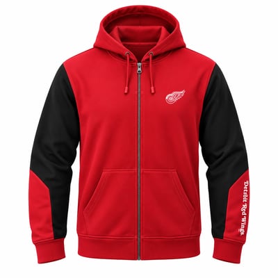 Detroit Red Wings Fanatics Big & Tall Colorblock Full-Zip Fleece Hoodie - Red