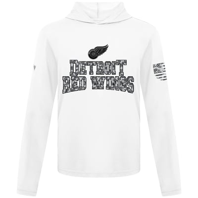Detroit Red Wings Levelwear Anthem Camo Long Sleeve Hooded T-Shirt - White