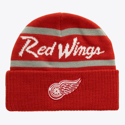 Detroit Red Wings Mitchell & Ness Head Coach Cuffed Knit Hat - Red