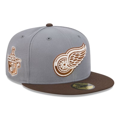 Detroit Red Wings New Era Wood Tones 59FIFTY Fitted Hat - Charcoal/Brown