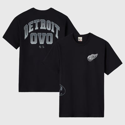 Detroit Red Wings OVO x NHL Single-Sided Seam T-Shirt - Black