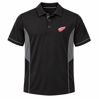 Detroit Red Wings Profile Big & Tall Color Block Panel Polo - Black/Charcoal