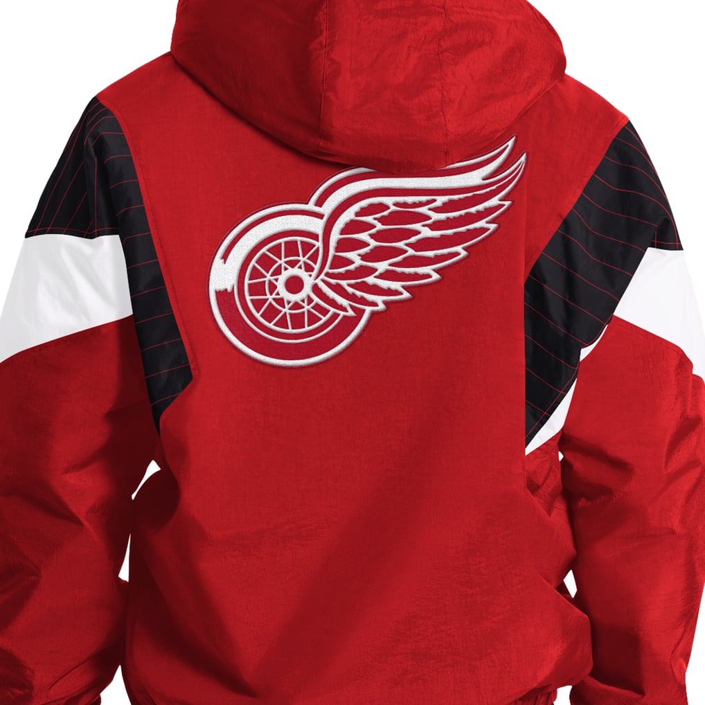 Men's Detroit Red Wings Starter Red Half-Zip Hooded Jacket