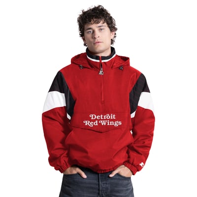 Detroit Red Wings Starter Half-Zip Hooded Jacket - Red